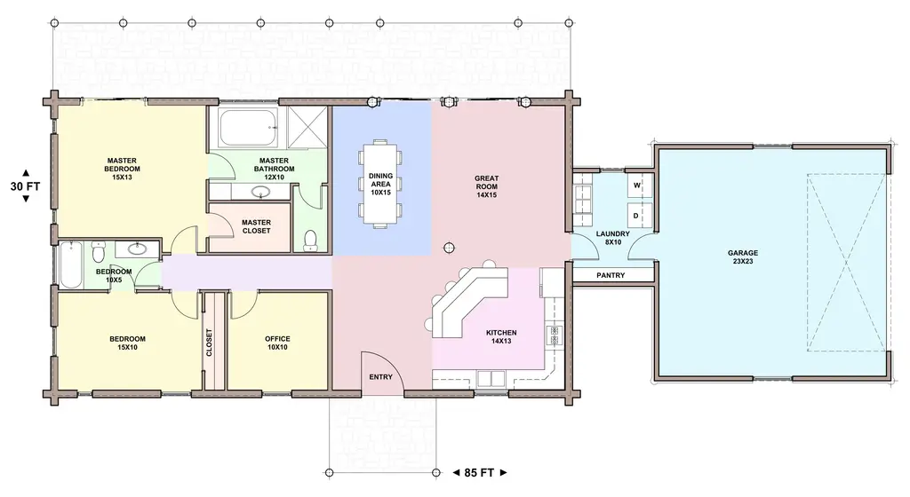 Ranchette — main floor plan