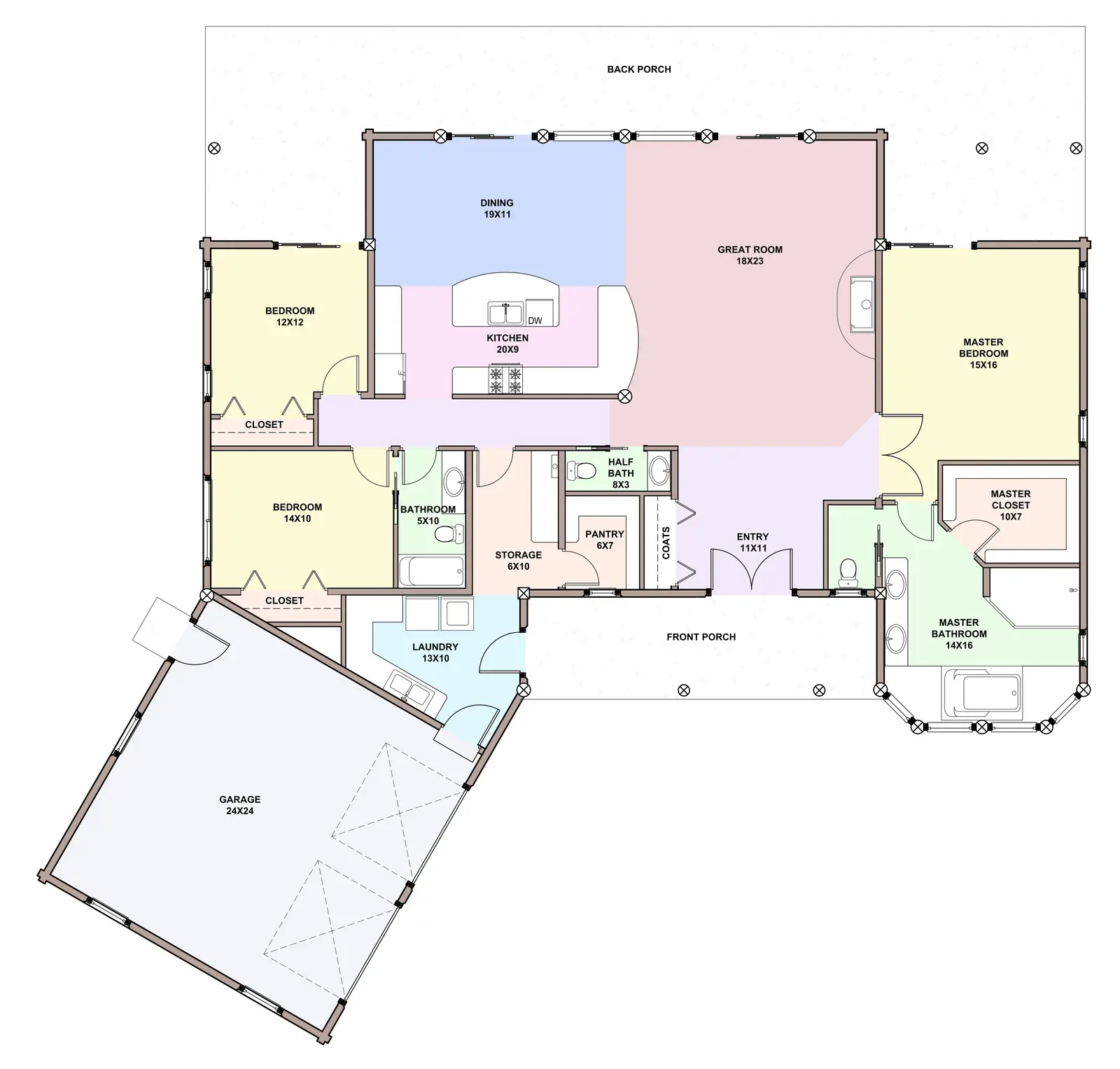 Hacienda — main floor plan