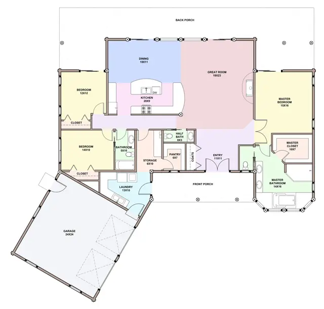Hacienda — main floor plan