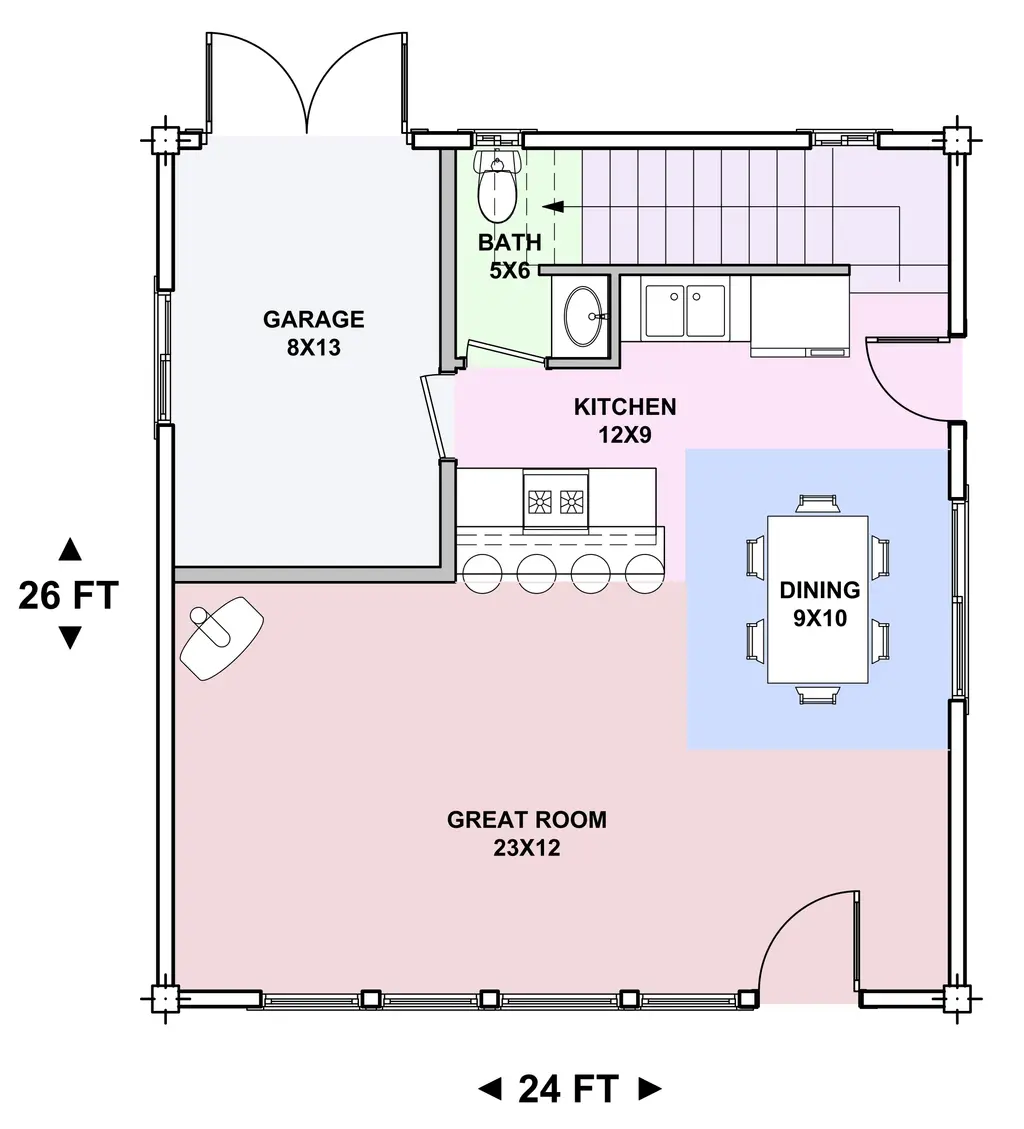 Quad Cave — main floor plan