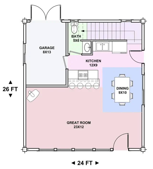 Quad Cave — main floor plan
